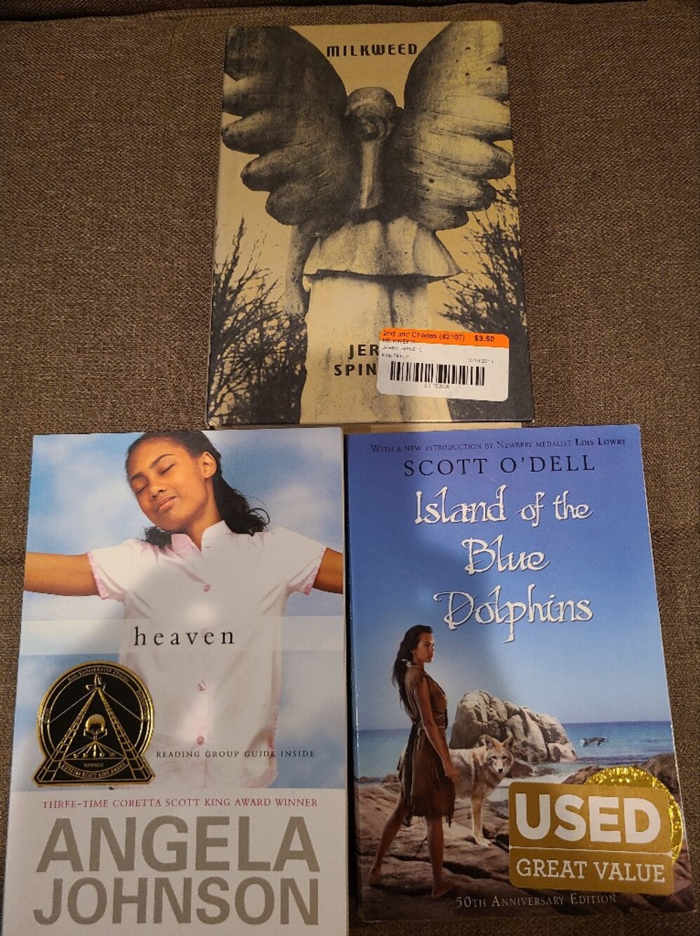 Heaven, Milkweed, Island of the Blue Dolphins Book Bundle Children's